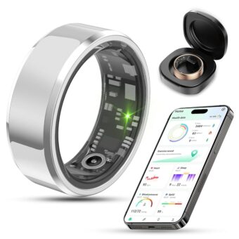 2024 New Smart Ring Health Tracker for Men Women - IP68 Waterproof Fitness Ring with Sleep Tracker/Heart Rate/Blood Oxygen/Steps/Distance/Calories, Air Gestures, Charging case...