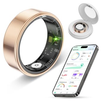 2024 New Smart Ring Health Tracker for Men Women - IP68 Waterproof Fitness Ring with Sleep Tracker/Heart Rate/Blood Oxygen/Steps/Distance/Calories, Air Shutter, Charging case Up...