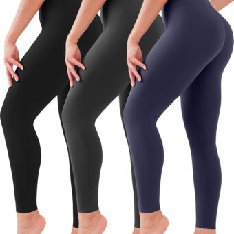 3 Pack Leggings for Women High Waisted No See-Through Tummy Control Soft Yoga Pants Womens Workout Athletic Running Leggings