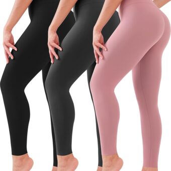 3 Pack Leggings for Women High Waisted No See-Through Tummy Control Soft Yoga Pants Womens Workout Athletic Running Leggings