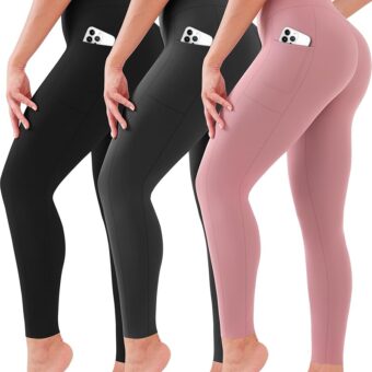 3 Pack Leggings for Women High Waisted No See-Through Tummy Control Soft Yoga Pants Womens Workout Athletic Running Leggings