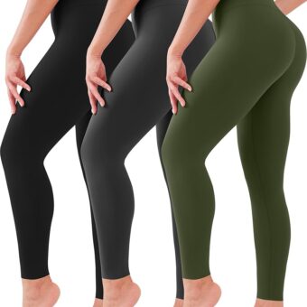 3 Pack Leggings for Women High Waisted No See-Through Tummy Control Soft Yoga Pants Womens Workout Athletic Running Leggings