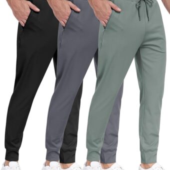 3 Pack Men's Sweatpants with Zipper Pockets,Workout Gym Traning Track Joggers Pants for Men Running Jogging Pants