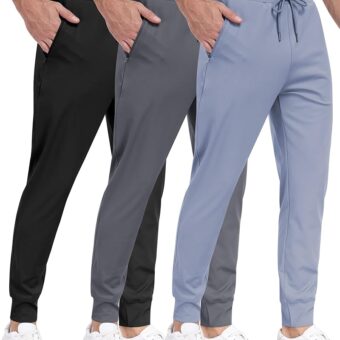 3 Pack Men's Sweatpants with Zipper Pockets,Workout Gym Traning Track Joggers Pants for Men Running Jogging Pants