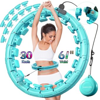 30/12 Knots Weighted Hula Hoop for Kids & Adults Weight Loss, Detachable & Size Adjustable Infinity Hoop Plus Size, Home Outdoors Fitness Exercise, Abdominal Toner