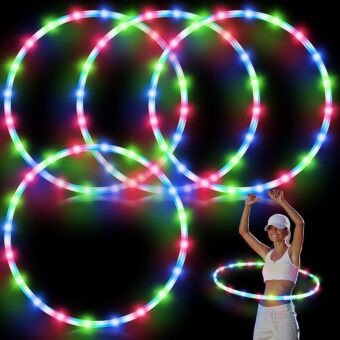4 Pack LED Hoop Light Up Hoop for Kids Adults Children LED Glowing Lights Fitness Exercise Hoop 10 Color Changing Exercise Glowing Hoop for Kids Dance Dark Fitness