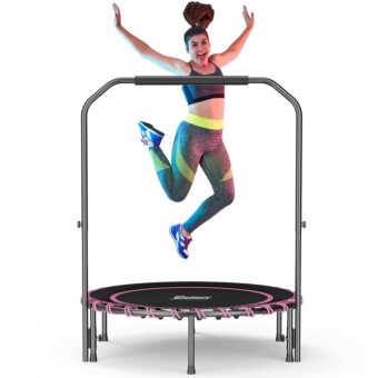 40" Fitness Trampoline with Adjustable Handle Bar Silent Mini Trampoline Bungee Rebounder Jumping Cardio Trainer Workout for Adults - Maximum Load 150 kg