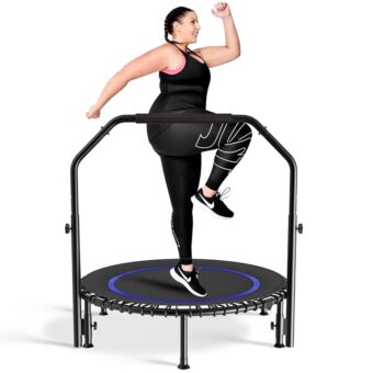 40" Rebounder for Adult 450 LBS Silent Bungee Rebounder Mini Fitness Rebounder Indoor/Outdoor Workout with Adjustable Handle Bar