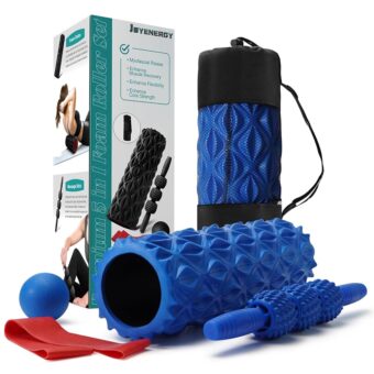 5-in-1 Foam Roller Set for Deep Tissue Massage, Muscle Pain Relief, Improved Mobility, High-Density Back Roller for Whole Body Relieves Muscle Pain Muscle Massage (Blue)