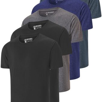 5 Pack Men's Dry Fit T Shirts Athletic Running Gym Workout Short Sleeve Tee Shirts for Men