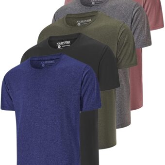 5 Pack Men's Dry Fit T Shirts Athletic Running Gym Workout Short Sleeve Tee Shirts for Men