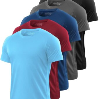 5 Pack Mesh Workout Shirts for Men Dry Fit Gym Shirts Quick Dry Athletic Short Sleeve T-Shirt Moisture Wicking