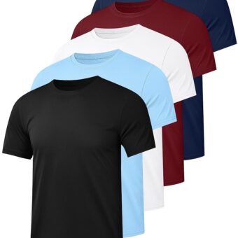 5 Pack Mesh Workout Shirts for Men Dry Fit Gym Shirts Quick Dry Athletic Short Sleeve T-Shirt Moisture Wicking