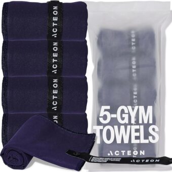 Acteon Microfiber Quick Dry Gym Towel, Silver ION Odor-Free Mega Absorbent Fiber, Fast Drying, Men & Women Workout Towels for Body Sweat, Beach Camping, Travel