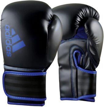 adidas Boxing Gloves - Hybrid 80 - for Boxing, Kickboxing, MMA, Bag, Training & Fitness - Boxing Gloves for Men & Women - Weight (14 oz, Black/Blue)