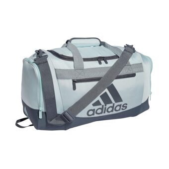 adidas Unisex Adult Defender 4.0 Duffel, Durable Athletic Sports Gym Travel Bag for Men and Women, Almost Blue/Onix Grey, Small (38 L)