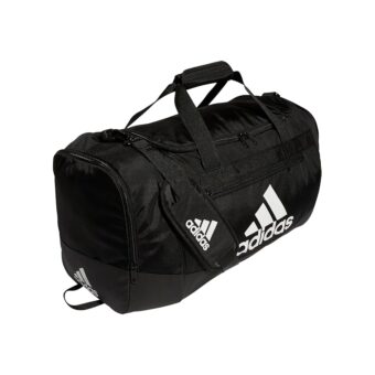 adidas Unisex Adult Defender 4.0 Duffel, Durable Athletic Sports Gym Travel Bag for Men and Women, Black/White, Medium (66L)