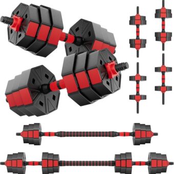 Adjustable Dumbbell Set, 20/30/50/70lbs Free Weight Set with Connector, 4 in1 Dumbbells Set Used as Barbell, Kettlebells, Push up Stand, Fitness Exercises for Home Gym Suitable...