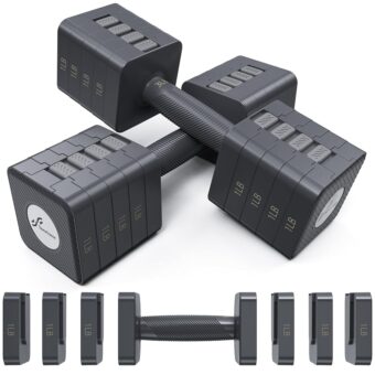 Adjustable Dumbbells Hand Weights Set: Sportneer 5 in 1 Weight Adjustment 10 LB Dumbbells Set of 2 Free Weights Fast Adjust Dumbbell Weight Set for Women Men Home Gym Exercise...