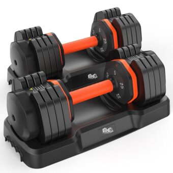 Adjustable Dumbbells Set 25LB, Adjustable Weights 5/10/15/20/25lbs, Adjustable Dumbbell Pair 50LBS Dumbbell Anti-Slip Handle for Exercise Fitness Workout Adjustable dumbbell set...