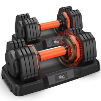 Adjustable Dumbbells Set 25LB, Adjustable Weights 5/10/15/20/25lbs, Adjustable Dumbbell Pair 50LBS Dumbbell Anti-Slip Handle for Exercise Fitness Workout Adjustable dumbbell set...