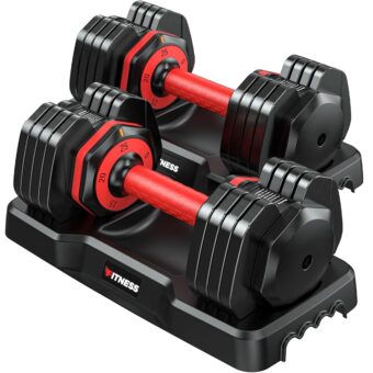 Adjustable Dumbbells Set of 2, 1-Sec Adjustable Weights Dumbbells Set, 5 in 1 Free Adjustable Dumbbell Set with Anti-Slip Texture Handle, Weight Set For Home Gym Suit both Men...