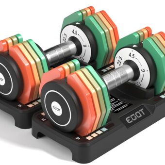 Adjustable Dumbbells Set of 2, 12.5LB/22.5LB 5 in 1 Free Adjustable Dumbbell Set with Anti-Slip Handle & Rainbow-colored Weight Plates for Home Gym, Weight Set for Women Men