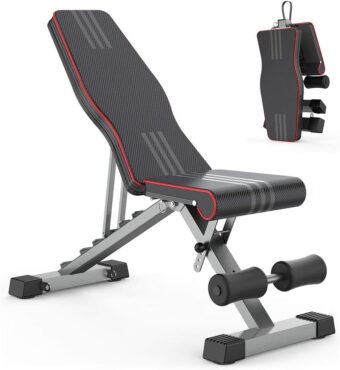 Adjustable Foldable 660LB Weight Bench, Lifting Sit-up Multi-use Workout Bench Exercise Bench Incline Decline Flat Utility Bench Press for Home Gym
