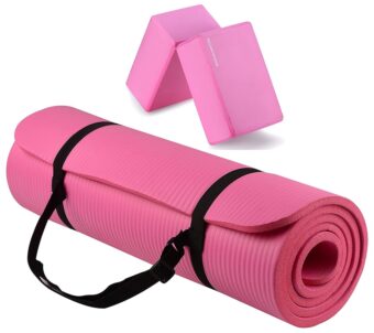 All Purpose 1/2-Inch Extra Thick High Density Anti-Tear Exercise Yoga Mat with Carrying Strap with Optional Yoga Blocks, Multiple Colors