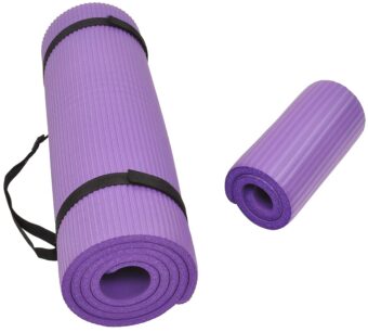 All Purpose 1/2-Inch Extra Thick High Density Anti-Tear Exercise Yoga Mat and Knee Pad with Carrying Strap and Optional Yoga Blocks, Multiple