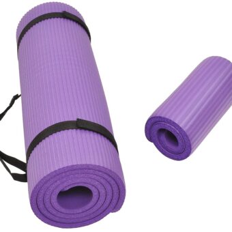 All Purpose 1/2-Inch Extra Thick High Density Anti-Tear Exercise Yoga Mat and Knee Pad with Carrying Strap and Optional Yoga Blocks, Multiple