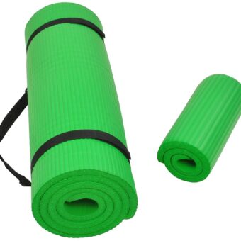 All Purpose 1/2-Inch Extra Thick High Density Anti-Tear Exercise Yoga Mat and Knee Pad with Carrying Strap and Optional Yoga Blocks, Multiple