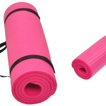 All Purpose 1/2-Inch Extra Thick High Density Anti-Tear Exercise Yoga Mat and Knee Pad with Carrying Strap and Optional Yoga Blocks, Multiple