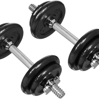 Amazon Basics Adjustable Dumbbell Hand Weight Set, 38 pounds, Black