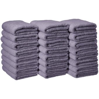 Amazon Basics Cotton Hand Towel - 24-Pack, Lavender, 16" x 26"