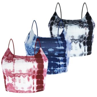 Amilia Women's Basic Solid Cami Spaghetti Double Layer Crop Tank Top