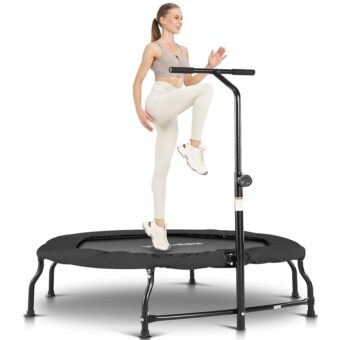ANCHEER 50" Rebounder Trampoline for Adults with Bar, 550 LBS Mini Trampoline Quiet Exercise Rebounder Bungee Rebounder Jumping Cardio Trainer Workout for Adults