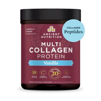 Ancient Nutrition Collagen Powder Protein with Probiotics, Multi Collagen Protein with Vitamin C, Hydrolyzed Collagen Peptides Supports Skin and Nails, Gut Health (60 Servings,...