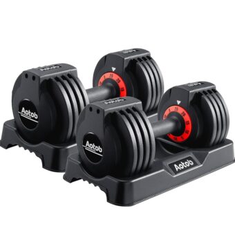 AOTOB 25/55 lbs (Pair) Adjustable Dumbbell Set, Dumbbells Adjustable Weight with Anti-Slip Fast Adjust Turning Handle, Dumbbell Sets Adjustable for Men and Women, Dumbbells Pair...