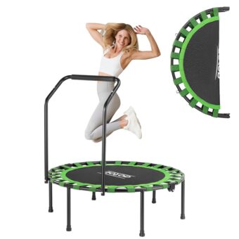 AOTOB 40” Fitness Trampoline for Adult, Max Load 450 LBS Foldable Mini Trampoline with Durable Bungees, Small Rebounder Exercise Trampoline for Workout for Quiet and Safely...