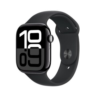 Apple Watch Series 10 [GPS + Cellular 46mm case] Smartwatch with Jet Black Aluminium Case with Black Sport Band - M/L. Fitness Tracker, ECG App, Always-On Retina Display, Water...