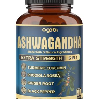 Ashwagandha Extract Capsule - Great Strength - 5in1 Blended Ginger, Turmeric, Rhodiola Rosea & Black Pepper - 90 Capsules for 3 Months - Strength, Spirit & Immune Support