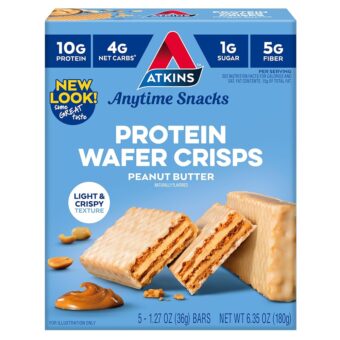 Atkins Peanut Butter Protein Wafer Crisps, Protein Dessert, 4g Net Carb, 1g Sugar, Keto Friendly, 5 Count