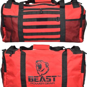 Beastpowergear Gym Duffle Bag- Workout, Boxing, MMA, Sports Bag with Shoes Compartment and Adjustable Shoulder Strap for Men and Women (Red)