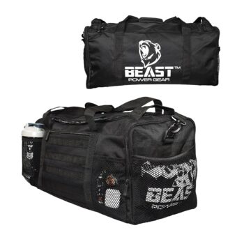 Beastpowergear Gym Duffle Bag- Workout, Boxing, MMA, Sports Bag with Shoes Compartment and Adjustable Shoulder Strap for Men and Women (Black)