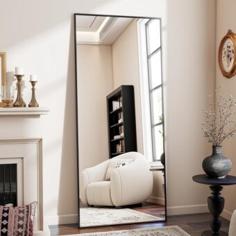BEAUTYPEAK Full Length Mirror, 71"x26" Standing Hanging or Leaning Against Wall Floor Mirrors Body Dressing Wall-Mounted for Living Room, Bedroom with Aluminum Alloy Thin Frame,...