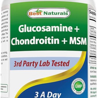 Best Naturals Glucosamine Chondroitin and MSM (Non-GMO) - Promotes Joint Health - 180 Count