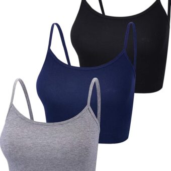 Boao 3 Pcs Crop Camisole Top Spaghetti Strap Tank Sleeveless Crop Tank Top for Women Sports
