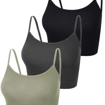 Boao 3 Pcs Crop Camisole Top Spaghetti Strap Tank Sleeveless Crop Tank Top for Women Sports