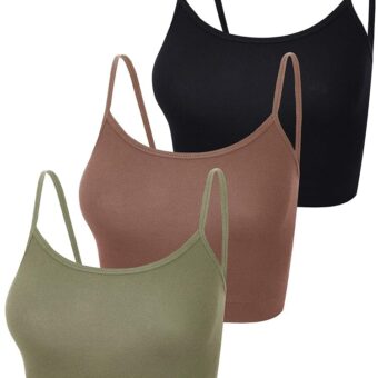 Boao 3 Pcs Crop Camisole Top Spaghetti Strap Tank Sleeveless Crop Tank Top for Women Sports